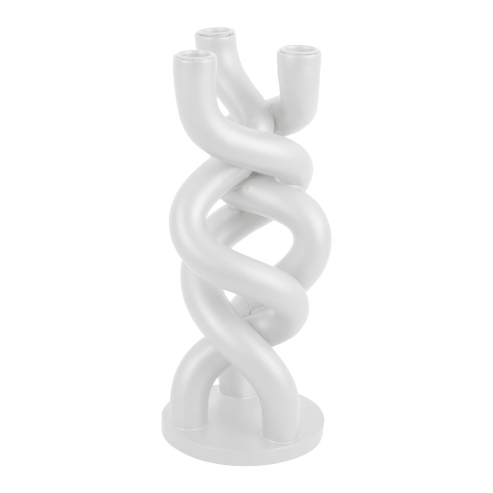 E-shop Biely keramický svietnik na tri sviečky PT LIVING Twisted, výška 31,4 cm