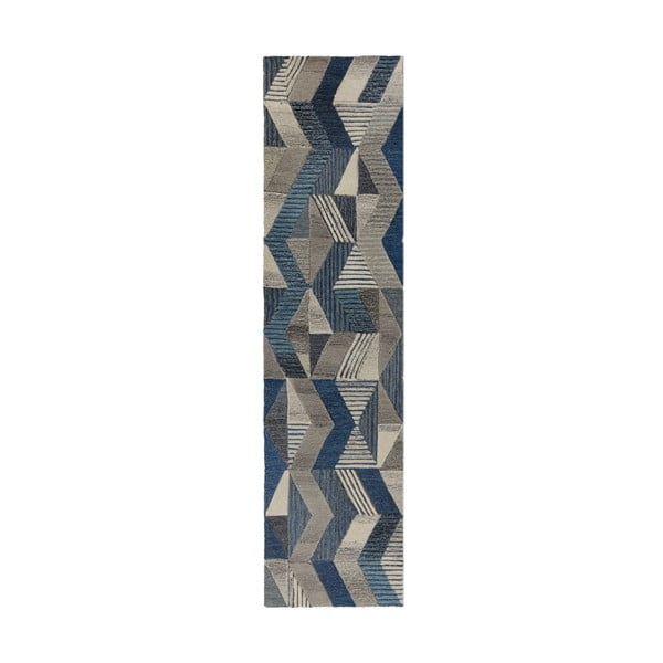 Modrý vlnený behúň Flair Rugs Asher, 60 x 230 cm