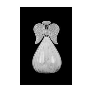 Vianočná skleněná ozdoba v tvare anjela s perím Ego Dekor, výška 10 cm