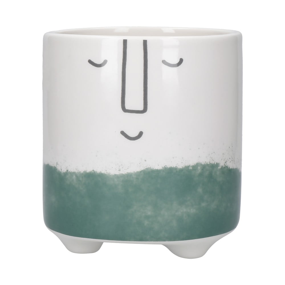 E-shop Bielo-zelený keramický hrniec Kitchen Craft Happy Face