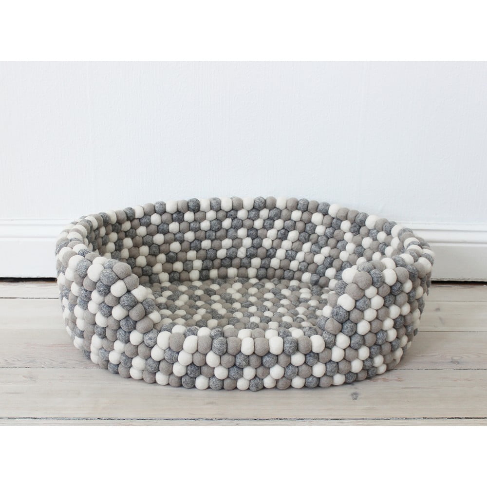 Obrázok Svetlý sivo-biely guľôčkový vlnený pelech pre domáce zvieratá Wooldot Ball Pet Basket, 80 x 60 cm