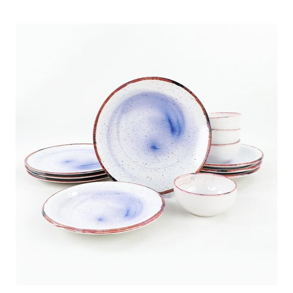 12-dielna súprava bielo-modrého keramického riadu My Ceramic