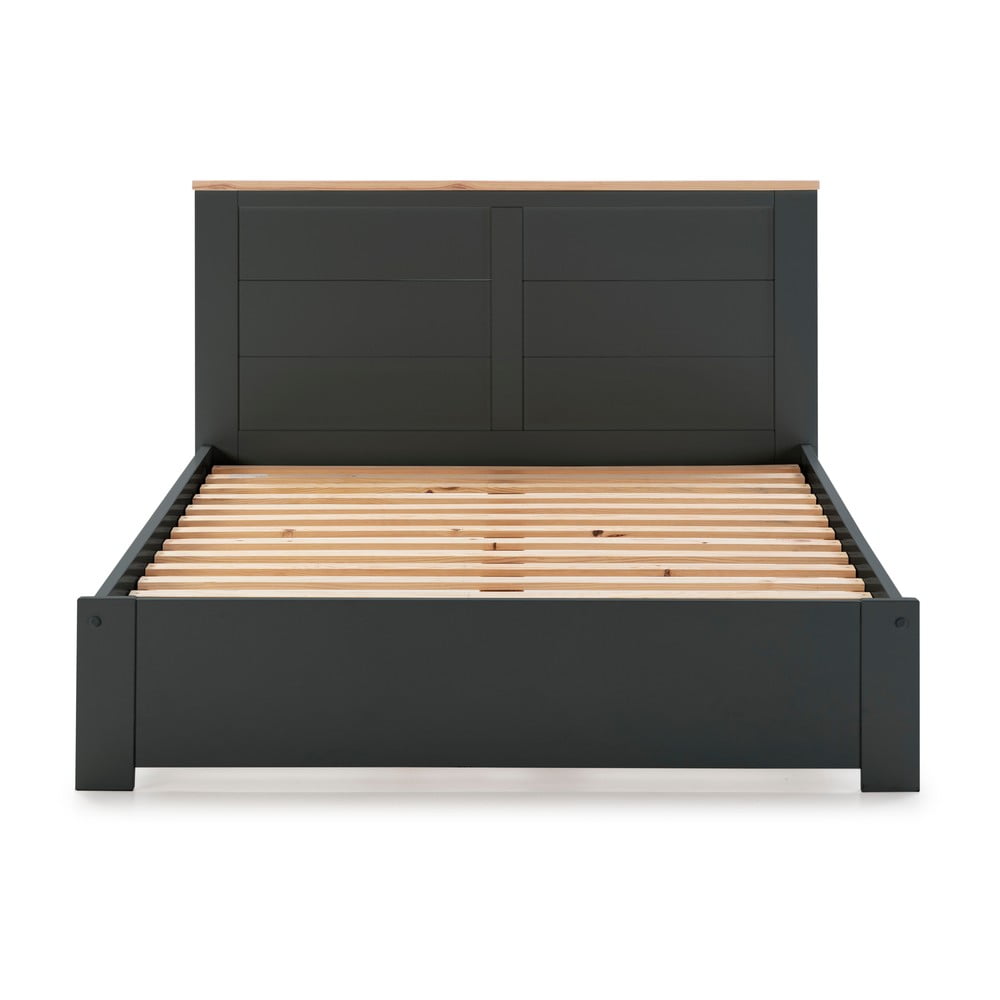 E-shop Antracitovosivá dvojlôžková posteľ Marckeric Akira, 160 x 200 cm