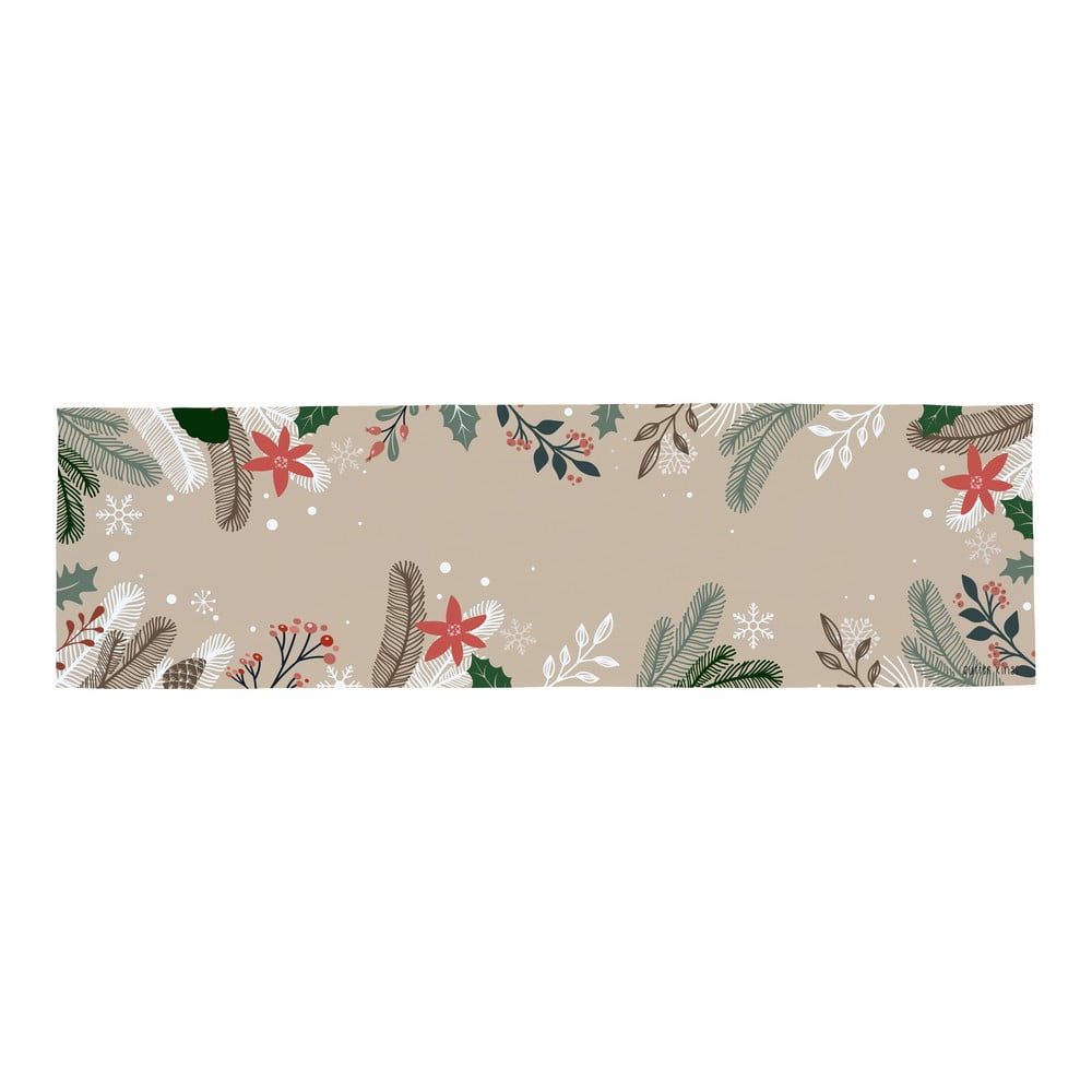 E-shop Bavlnený behúň s vianočným motívom Butter Kings Frosted Branches, 140 x 40 cm