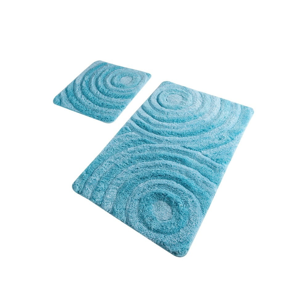 E-shop Sada 2 tyrkysových kúpeľňových predložiek Confetti Bathmats Wave Turquois