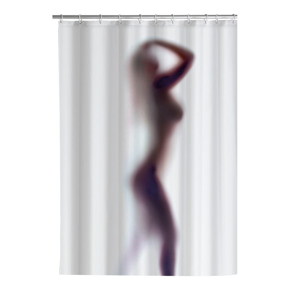 E-shop Biely sprchový záves s protiplesňovou povrchovou úpravou Wenko Silouette, 180 x 200 cm