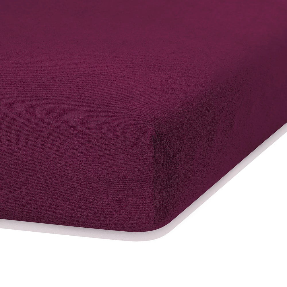 Obrázok Tmavofialová elastická plachta s vysokým podielom bavlny AmeliaHome Ruby, 200 x 80-90 cm