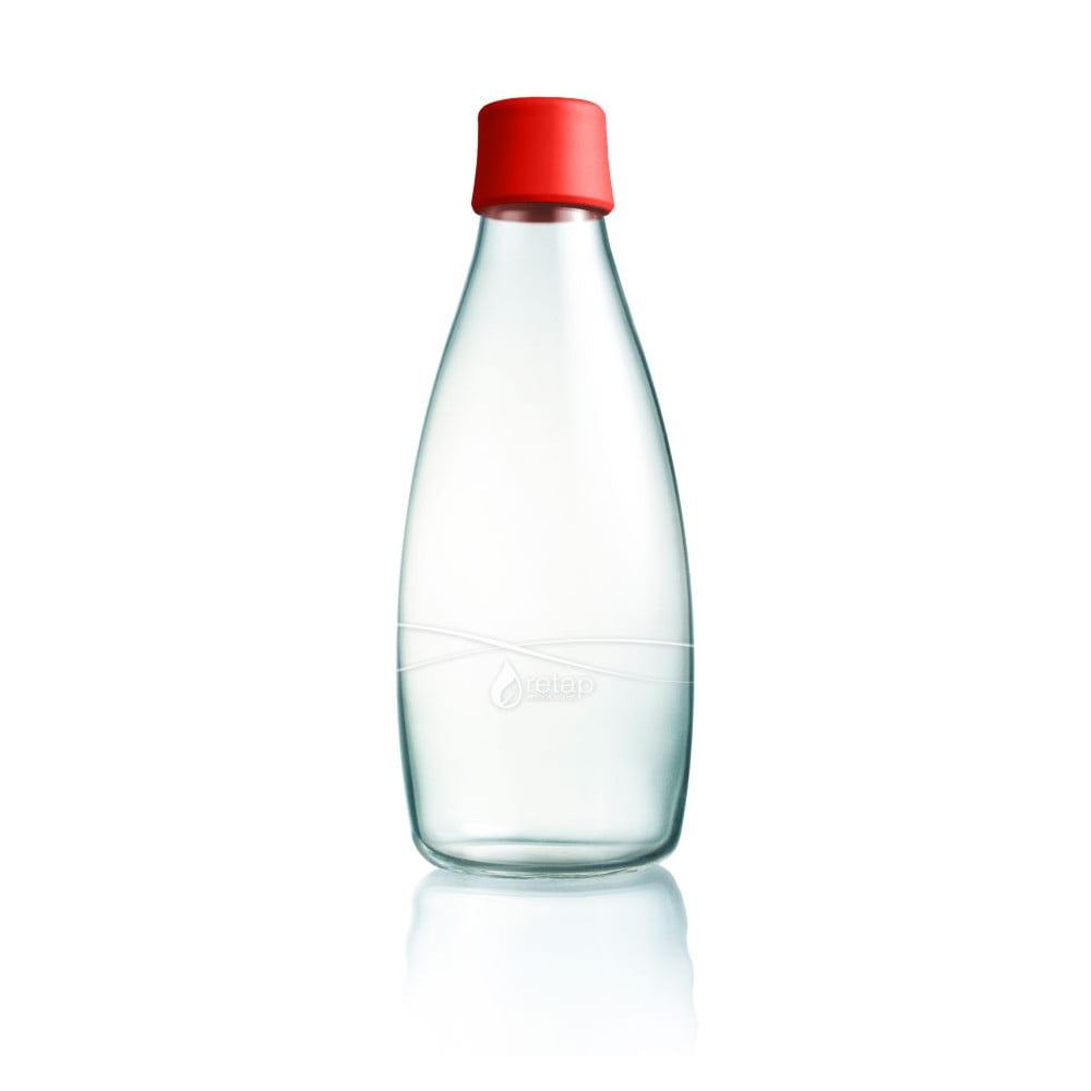 E-shop Červená sklenená fľaša ReTap s doživotnou zárukou, 800 ml