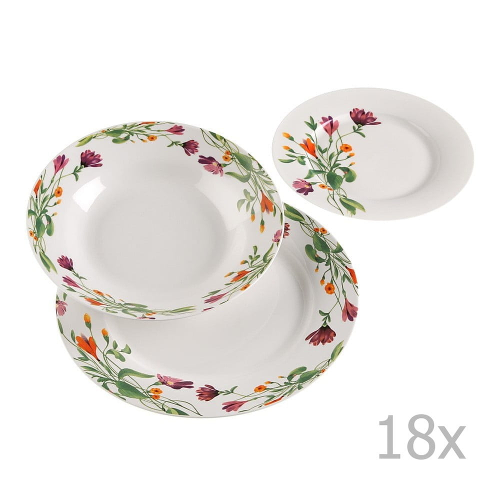 E-shop 18-dielna sada porcelánových tanierov s dekoratívnym motívom VERSA Florian