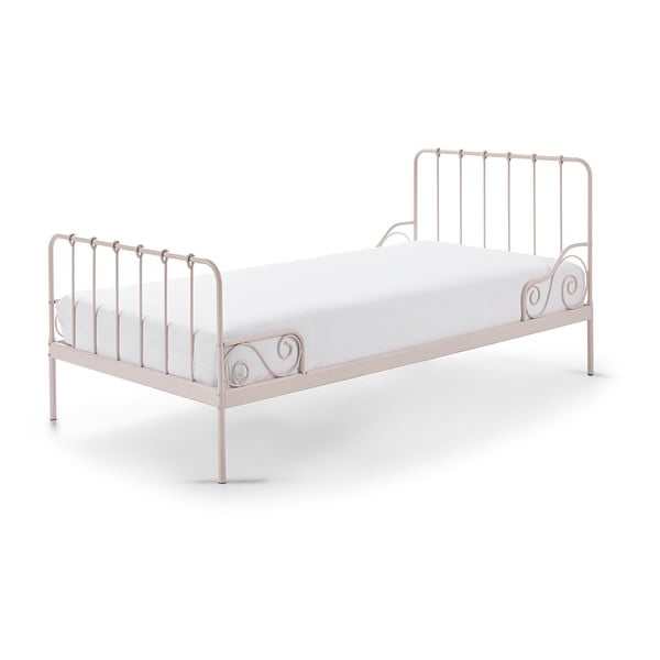Ružová kovová detská posteľ Vipack Alice, 90 × 200 cm