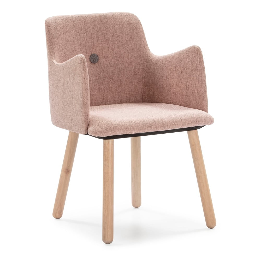 E-shop Ružová jedálenská stolička s nohami z dreva kaučukovníka Marckeric Aruba
