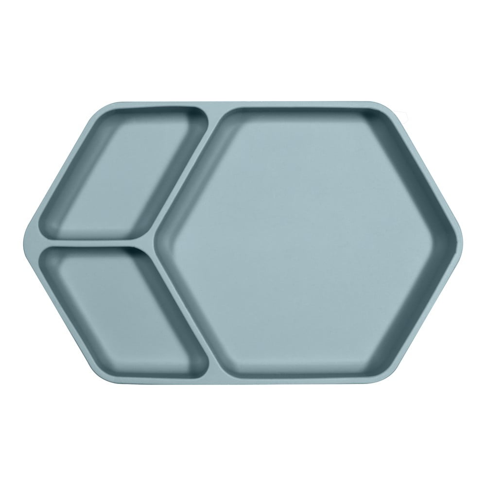 E-shop Modrý silikónový detský tanier Kindsgut Squared, 25 x 16 cm