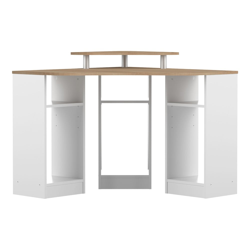 E-shop Biely pracovný stôl s doskou v dekore duba 94x94 cm - TemaHome