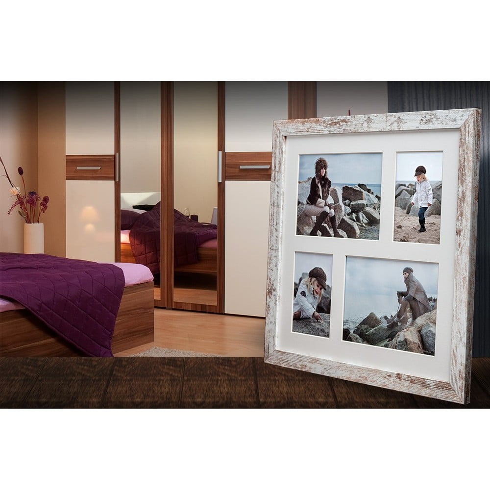 E-shop Sivo-biely rámček na 4 fotografie Styler Narvik Shabby, 39 × 39 cm