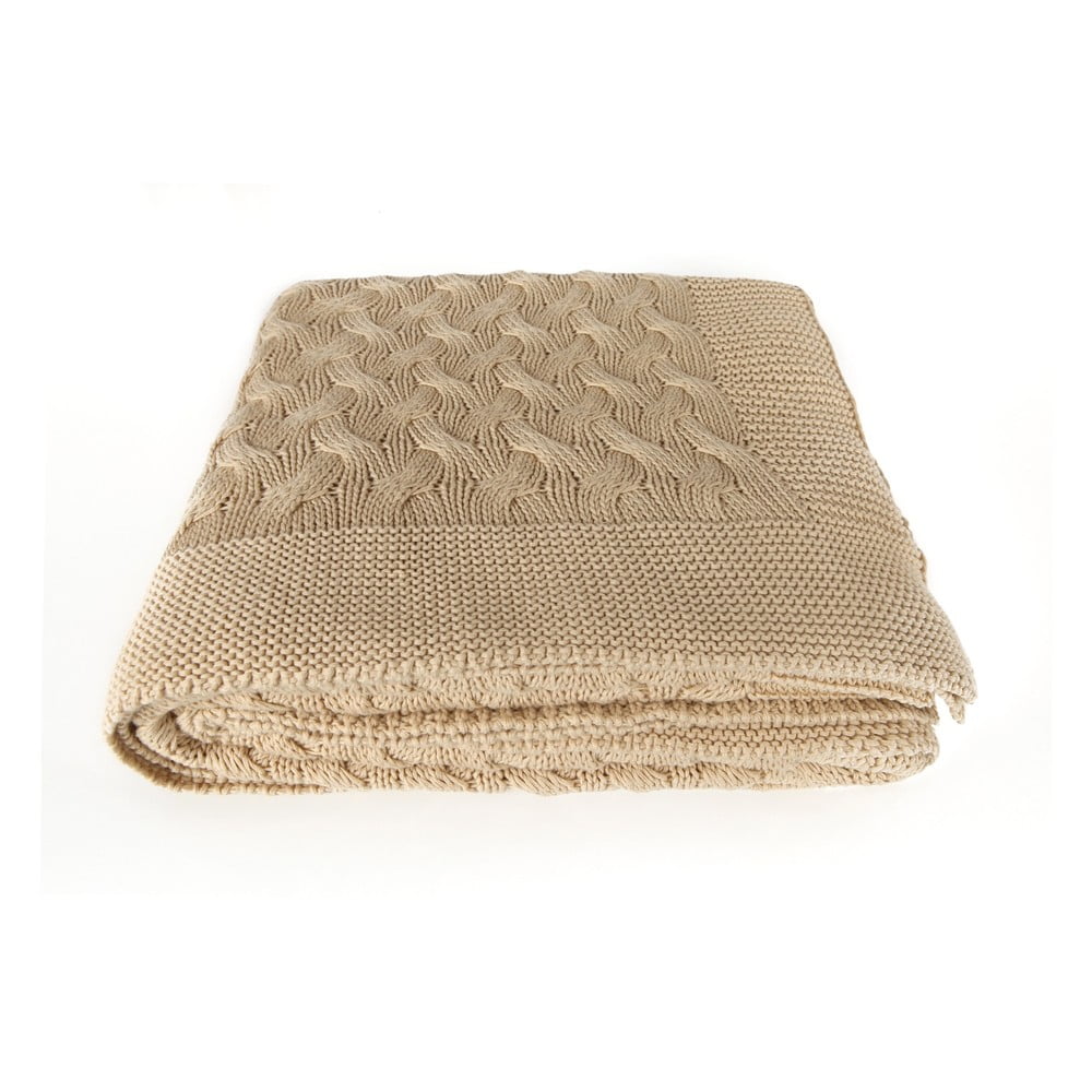 E-shop Svetložltá bavlnená deka Homemania Decor Softy, 130 x 170 cm