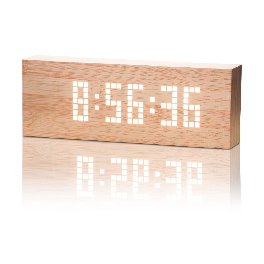 E-shop Svetlohnedý budík s bielym LED displejom Gingko Message Click Clock