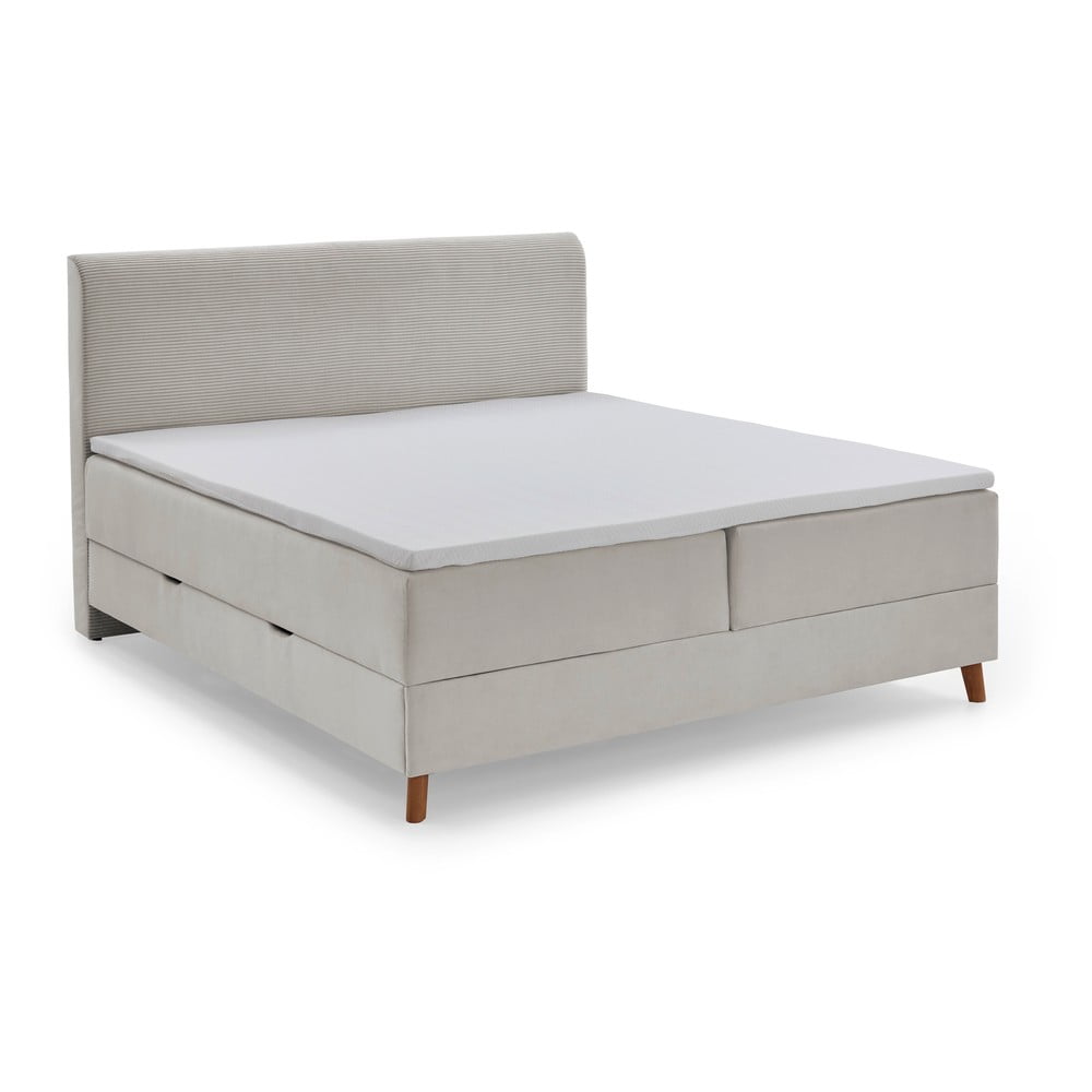 E-shop Béžová boxspring posteľ s úložným priestorom 160x200 cm Memphis - Meise Möbel