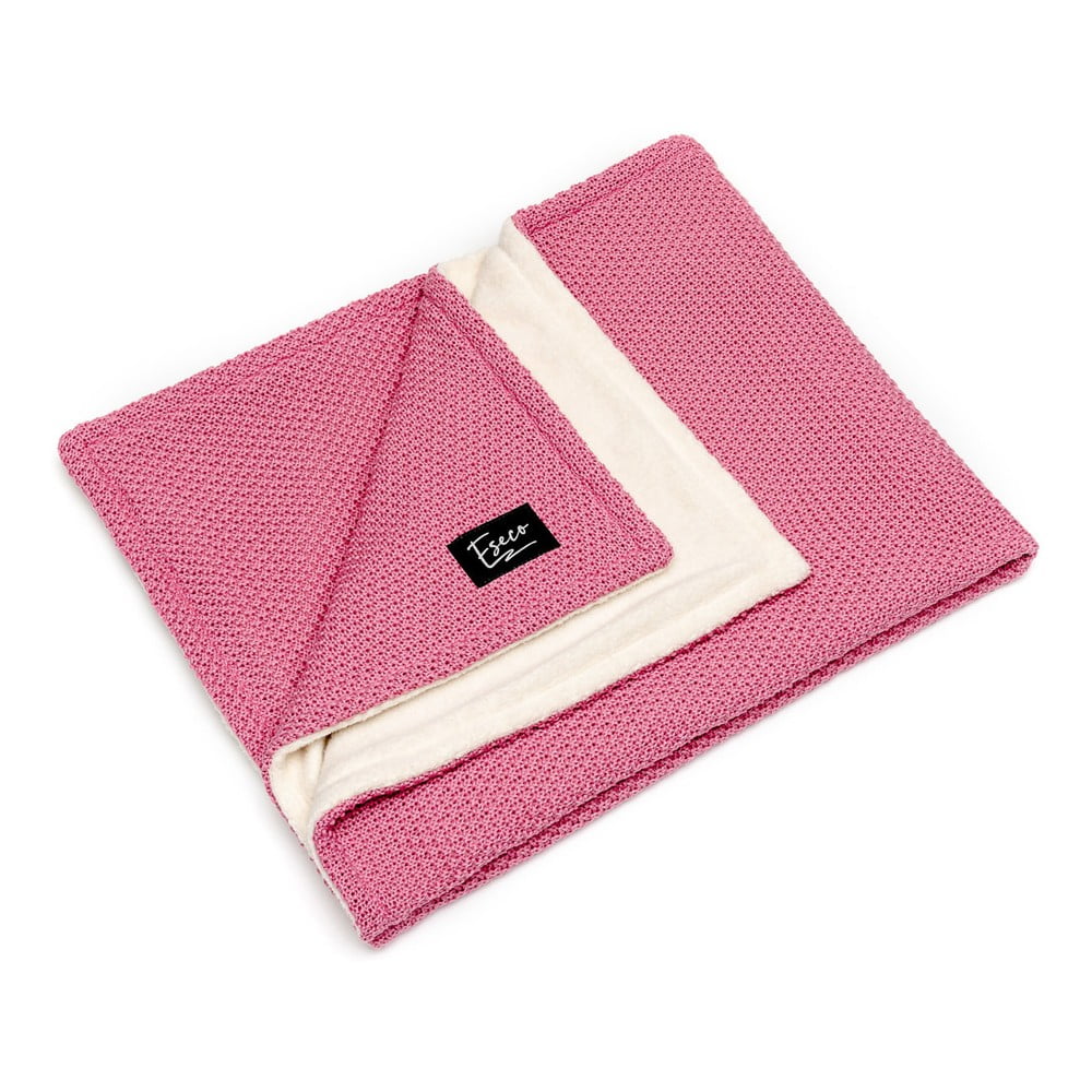 E-shop Ružová detská pletená deka ESECO Winter, 80 x 100 cm