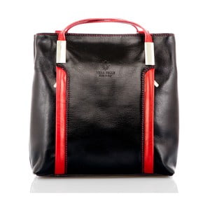 Čierno-červená kožená kabelka/batoh Glorious Black Zara