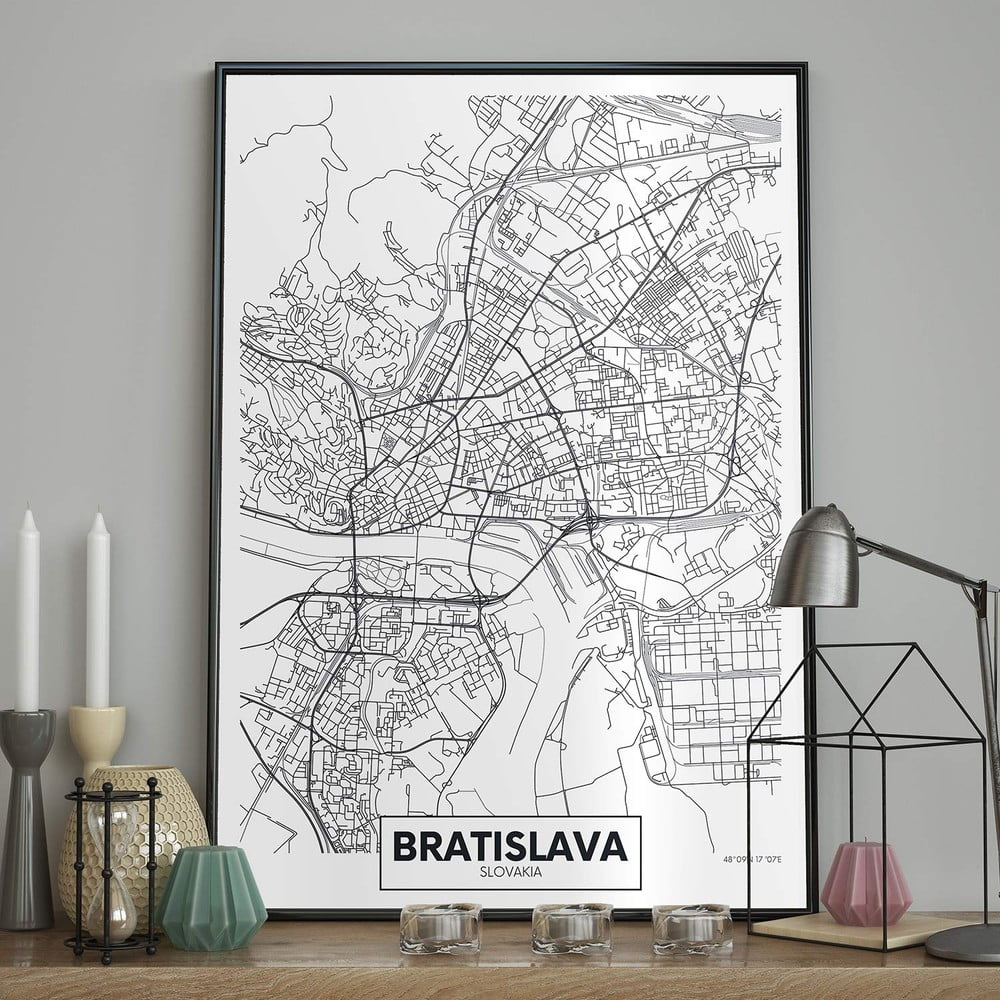 Obrázok Nástenný obraz MAP/BRATISLAVA, 50 x 70 cm