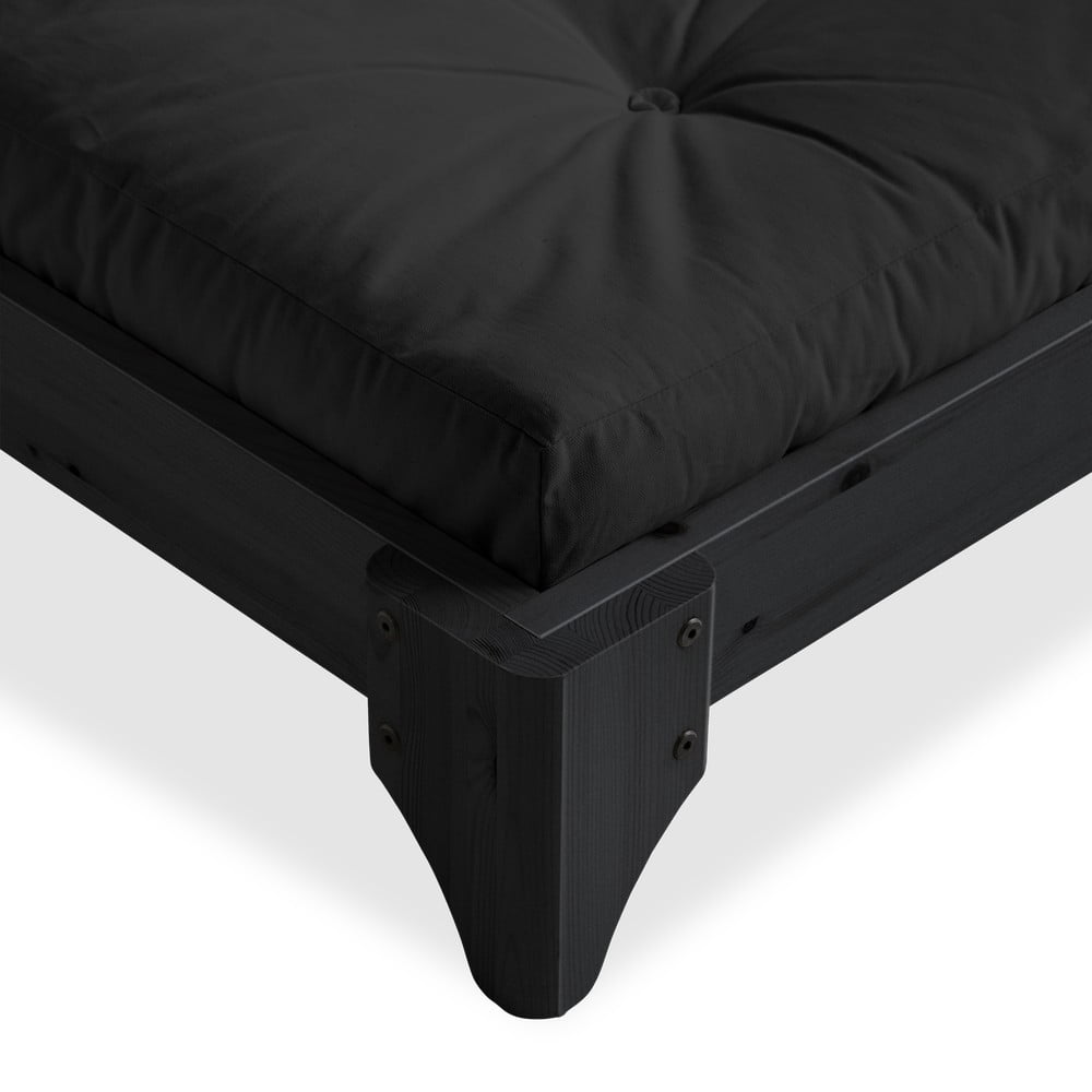 Obrázok Dvojlôžková posteľ z borovicového dreva s matracom Karup Design Elan Comfort Mat Black/Black, 140 × 200 cm