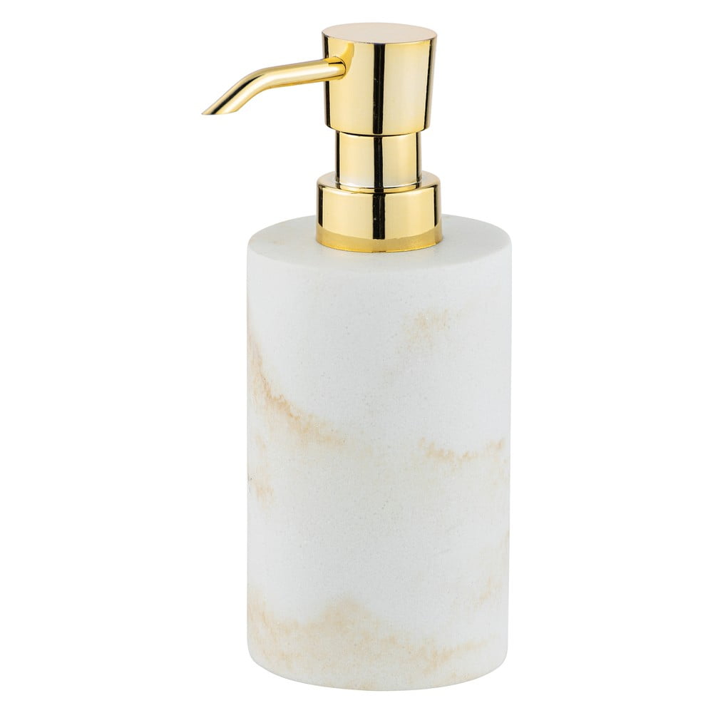 E-shop Biely dávkovač mydla s detailom v zlatej farbe Wenko Odos, 290 ml