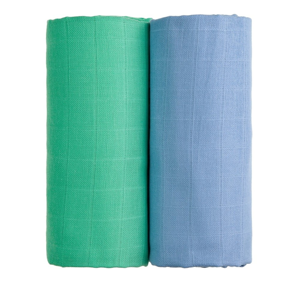 E-shop Súprava 2 bavlnených osušiek v zelenej a modrej farbe T-TOMI Tetra, 90 x 100 cm