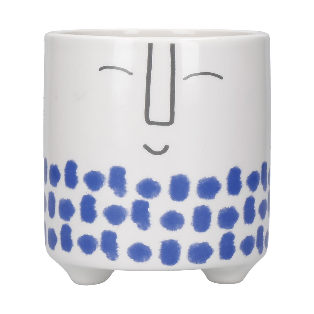 E-shop Bielo-modrý keramický hrniec Kitchen Craft Happy Face