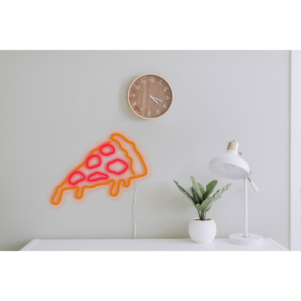 E-shop Oranžovo-červená nástenná svietiaca dekorácia Candy Shock Pizza, 40 x 22 cm
