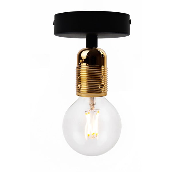 Čierne stropné svietidlo so zlatou objímkou Bulb Attack Uno Basic