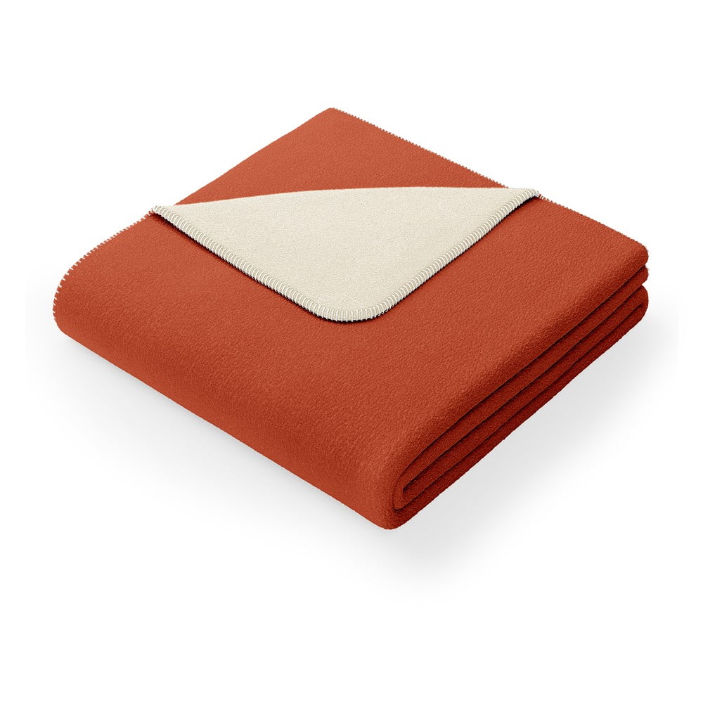 E-shop Oranžová deka s prímesou bavlny AmeliaHome Virkkuu, 150 x 200 cm