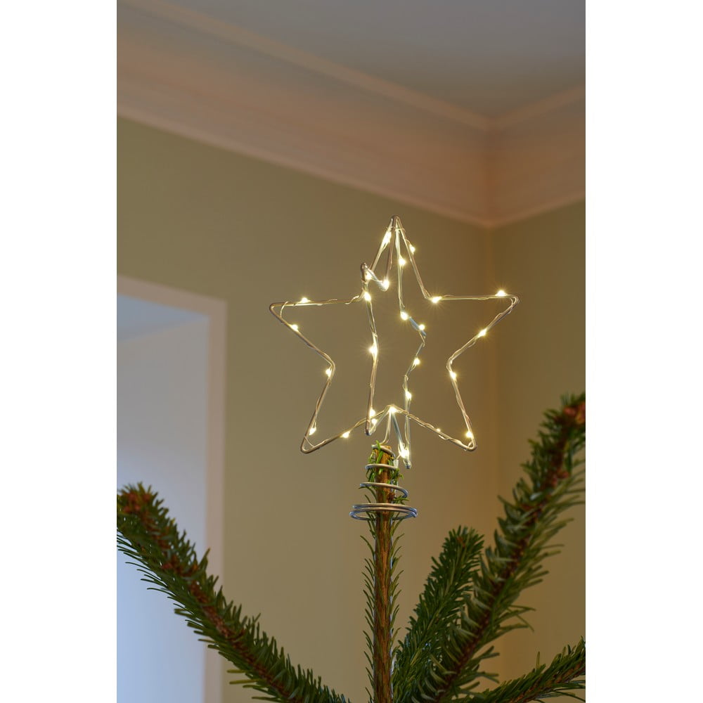 E-shop LED svietiaca špička na stromček Sirius Christina Silver, výška 25 cm