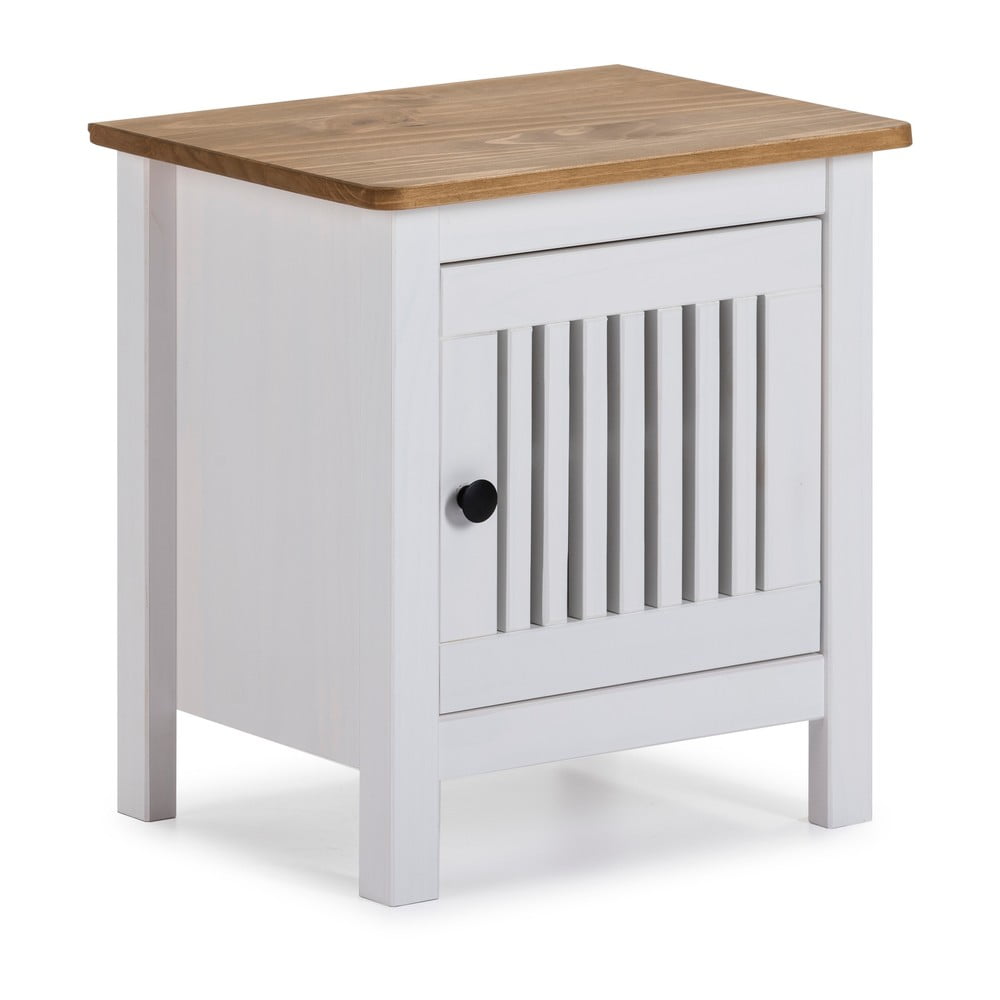 E-shop Biely drevený nočný stolík Marckeric Bruna