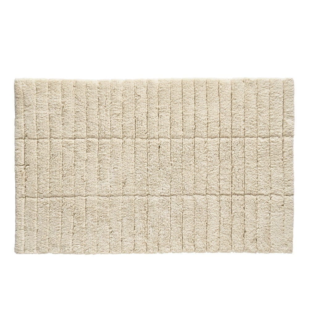 Béžová bavlnená kúpeľňová predložka Zone Tiles, 80 x 50 cm