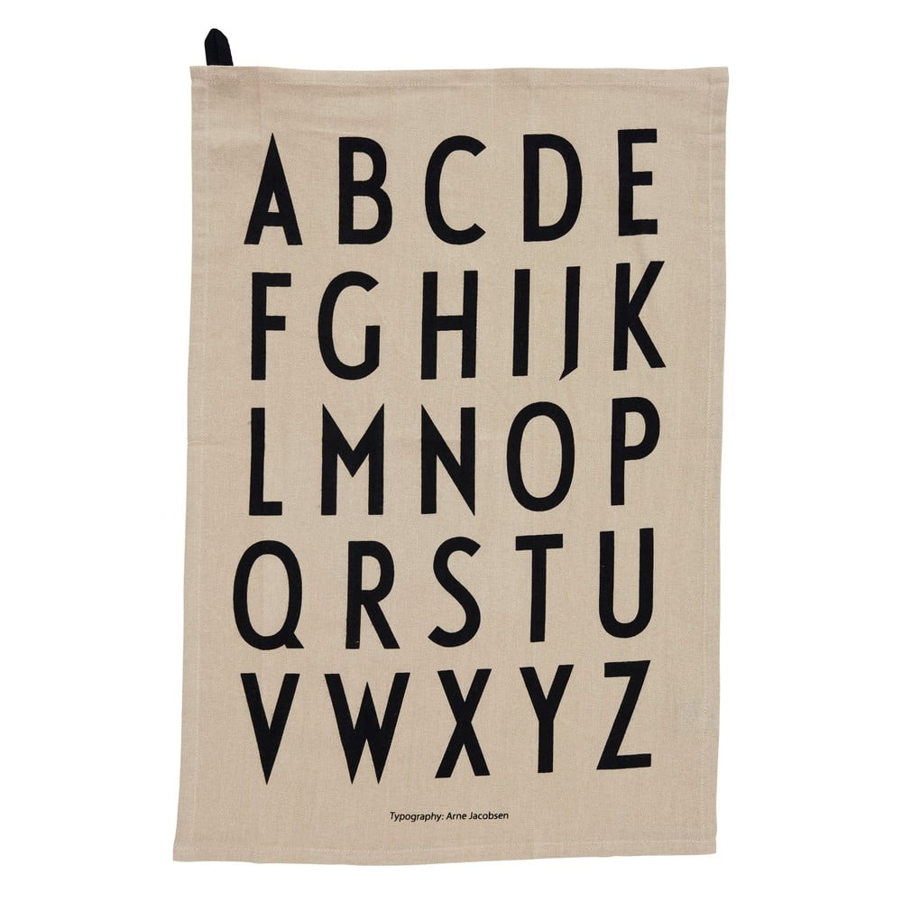 Béžová bavlnená utierka Design Letters Alphabet, 40 x 60 cm