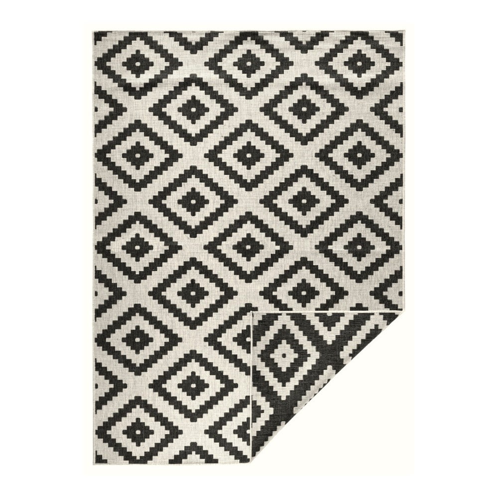 E-shop Čierno-krémový vonkajší koberec NORTHRUGS Malta, 120 x 170 cm