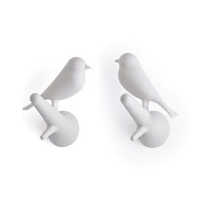 Dva kusy bielych nástenných vešiakov Qualy Hook Sparrow