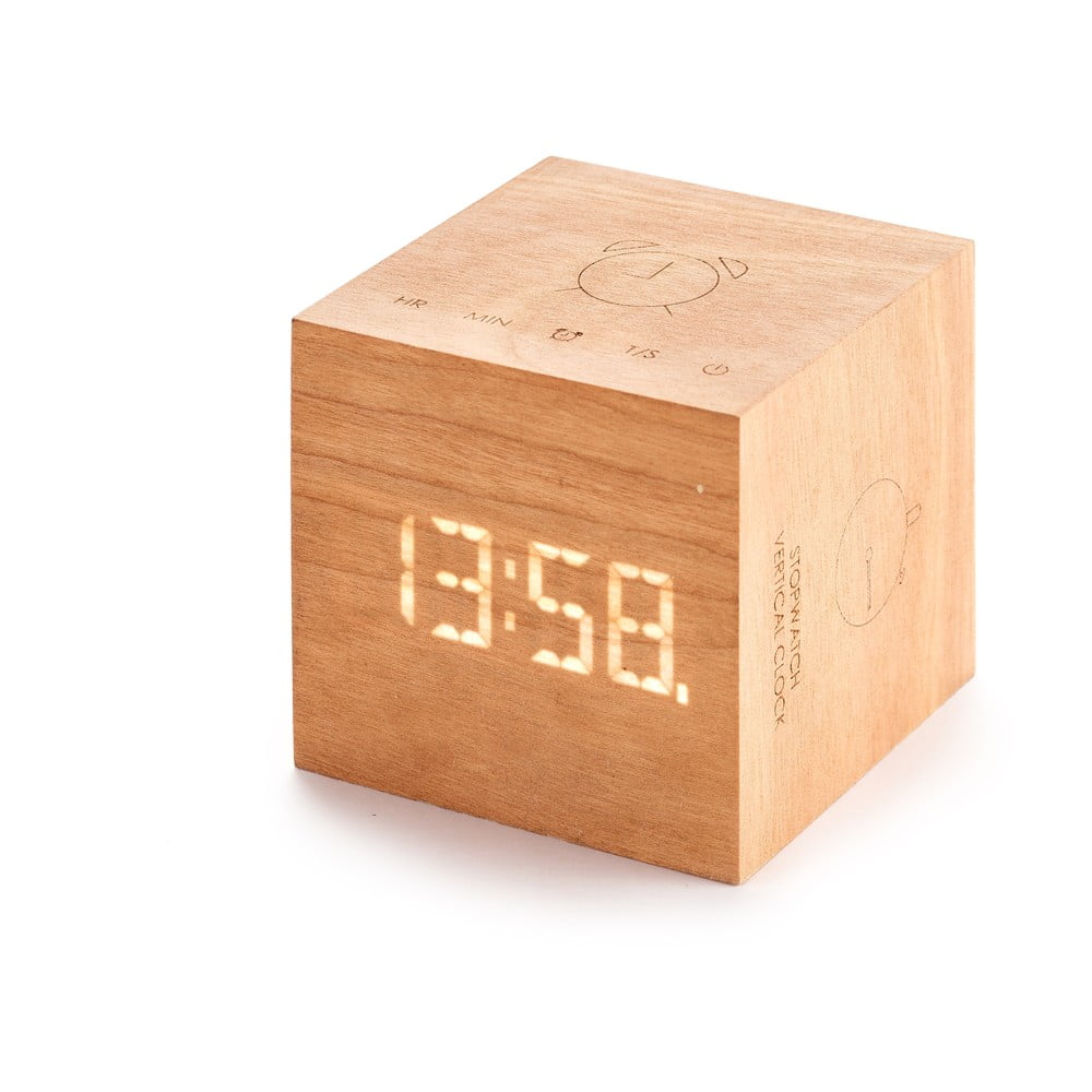 E-shop Budík z čerešňového dreva Gingko Cube Plus