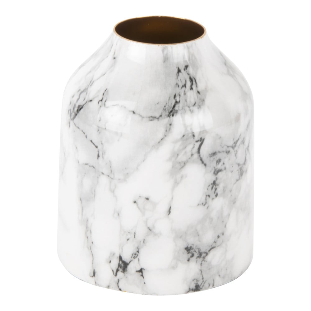 E-shop Bielo-čierna železná váza PT LIVING Marble, výška 10 cm