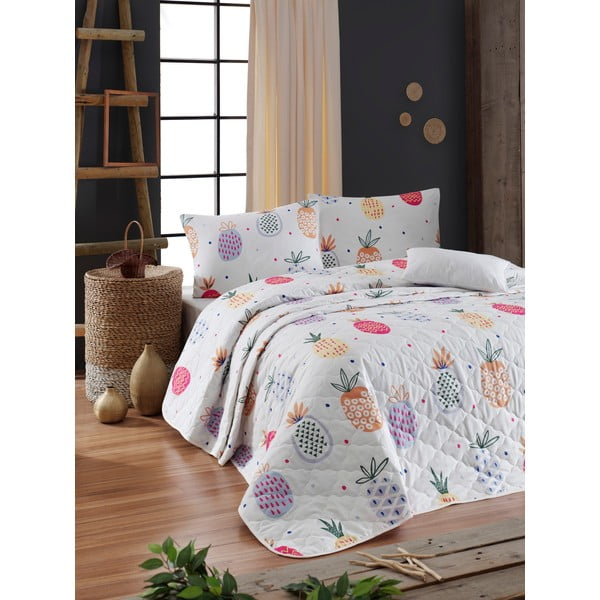 Detská prikrývka cez posteľ s 2 obliečkami na vankúš z ranforce bavlny EnLora Home Iva, 225 x 240 cm