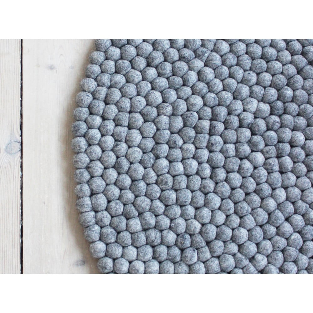 Obrázok Oceľovosivý guľôčkový vlnený koberec Wooldot Ball rugs, ⌀ 90 cm