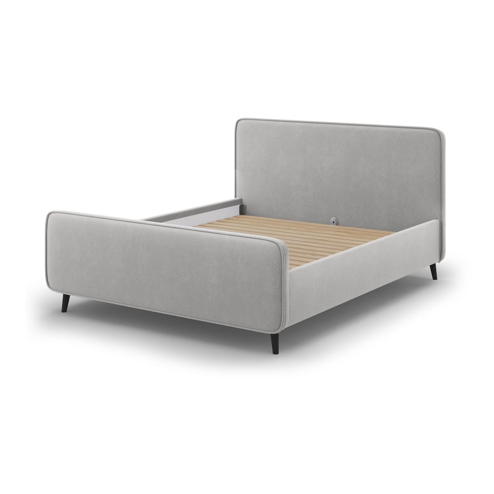 E-shop Svetlosivá čalúnená dvojlôžková posteľ s roštom 140x200 cm Kaia - Micadoni Home