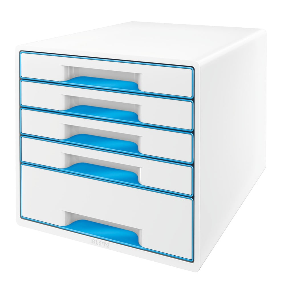 E-shop Bielo-modrý zásuvkový box Leitz WOW CUBE, 5 zásuviek