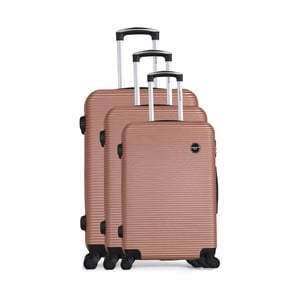 Sada 3 ružových cestovných kufrov na kolieskách Bluestar Vanity