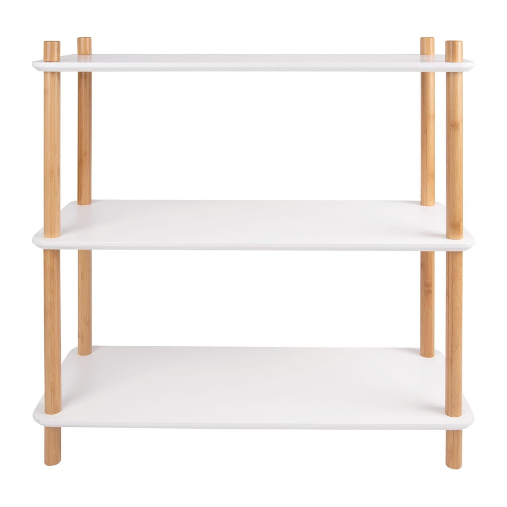 E-shop Biely regál s bambusovými nohami Leitmotiv Cabinet Simplicity, 80 x 82.5 cm