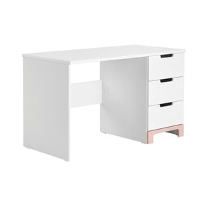 Bielo-ružový písací stôl Pinio Mini, dĺžka 120 cm
