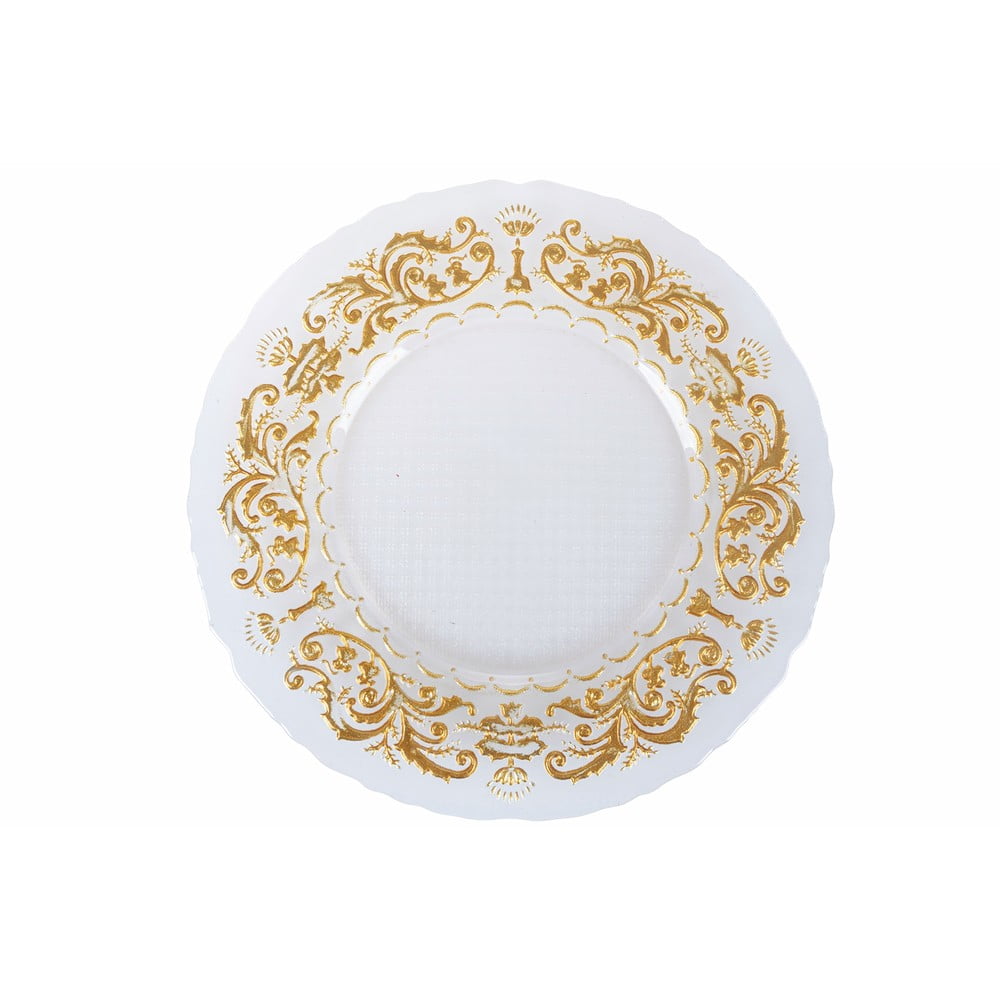 E-shop Sklenený tanier v bielo-zlatej farbe Villa d'Este Decor, ø 32 cm