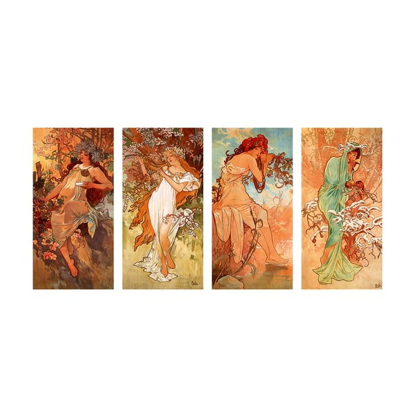 Reprodukcia obrazu Alfons Mucha - Pory Roku, 80 × 40 cm