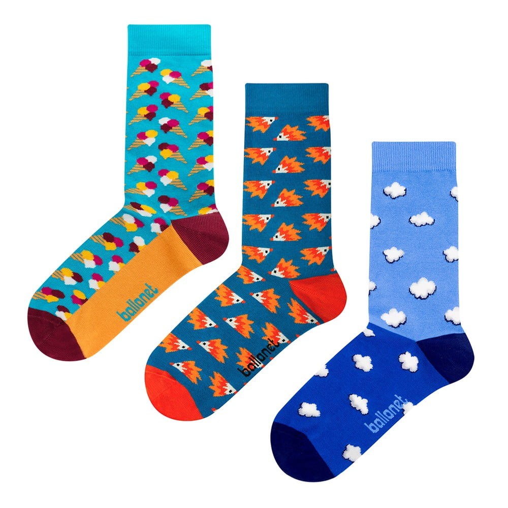 E-shop Set 3 párov ponožiek Ballonet Socks Novelty Blue v darčekovom balení, veľkosť 36 - 40
