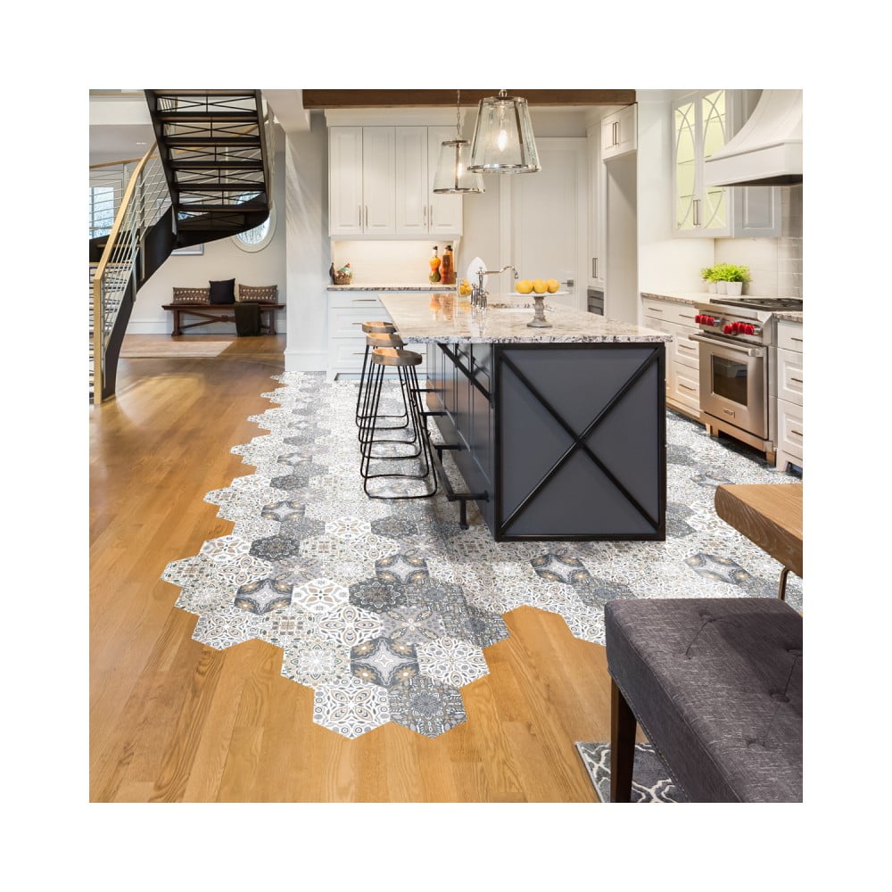 Obrázok Sada 10 samolepiek na podlahu Ambiance Floor Stickers Hexagons Emilana, 40 × 90 cm